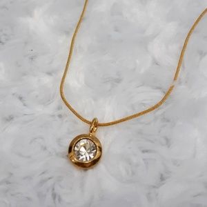 Vintage Cut Crystal Pendant on Gold Tone Chain